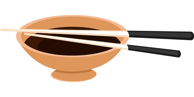 bowl, chopsticks, condiments