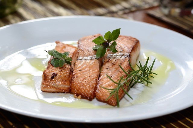 salmon, lunch, fish
